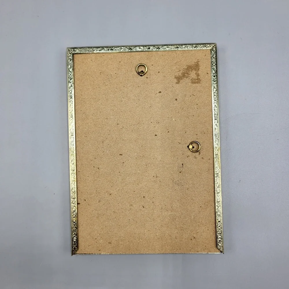 Vintage Picture Frame Ornate Beaded Floral Corner Metal Gold Tone 8